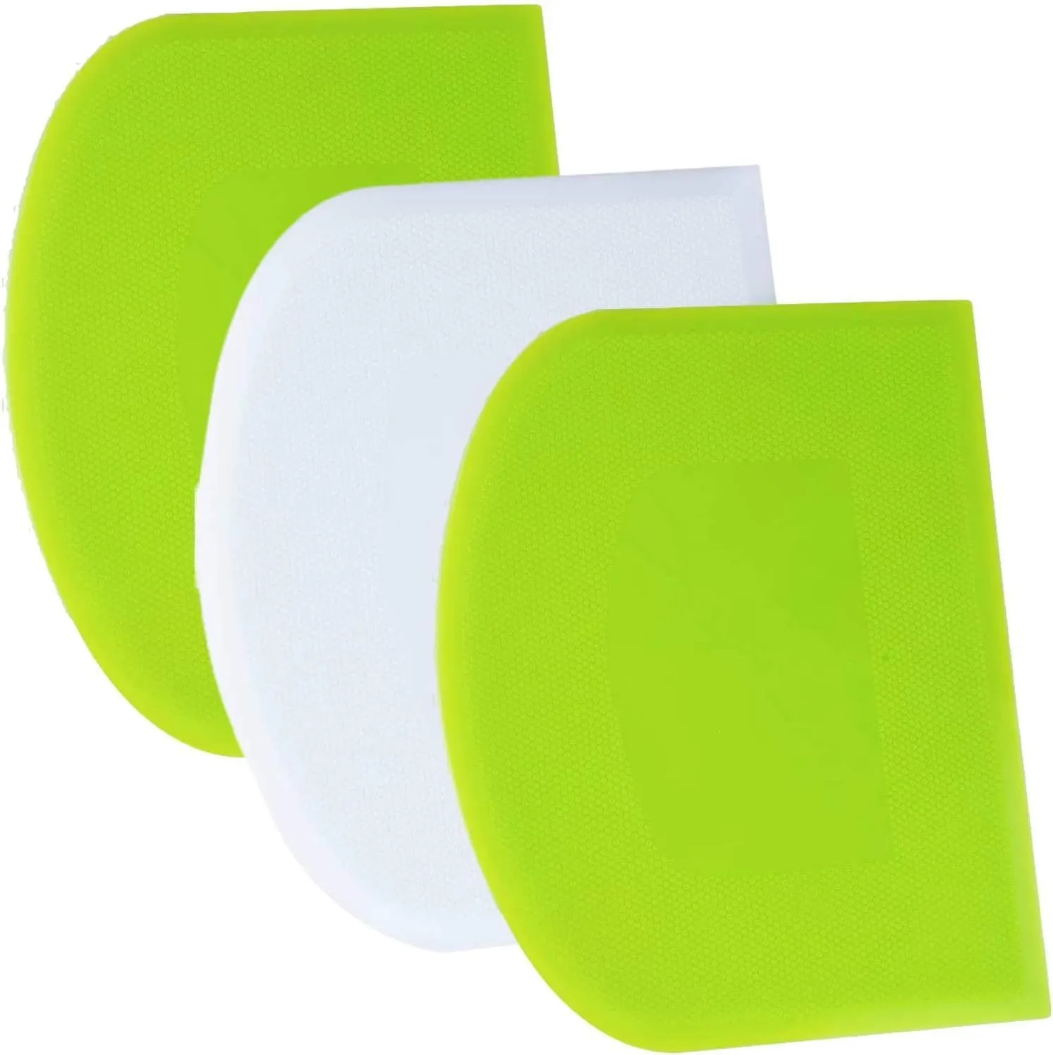 A set of 3 flexible bench scrapers