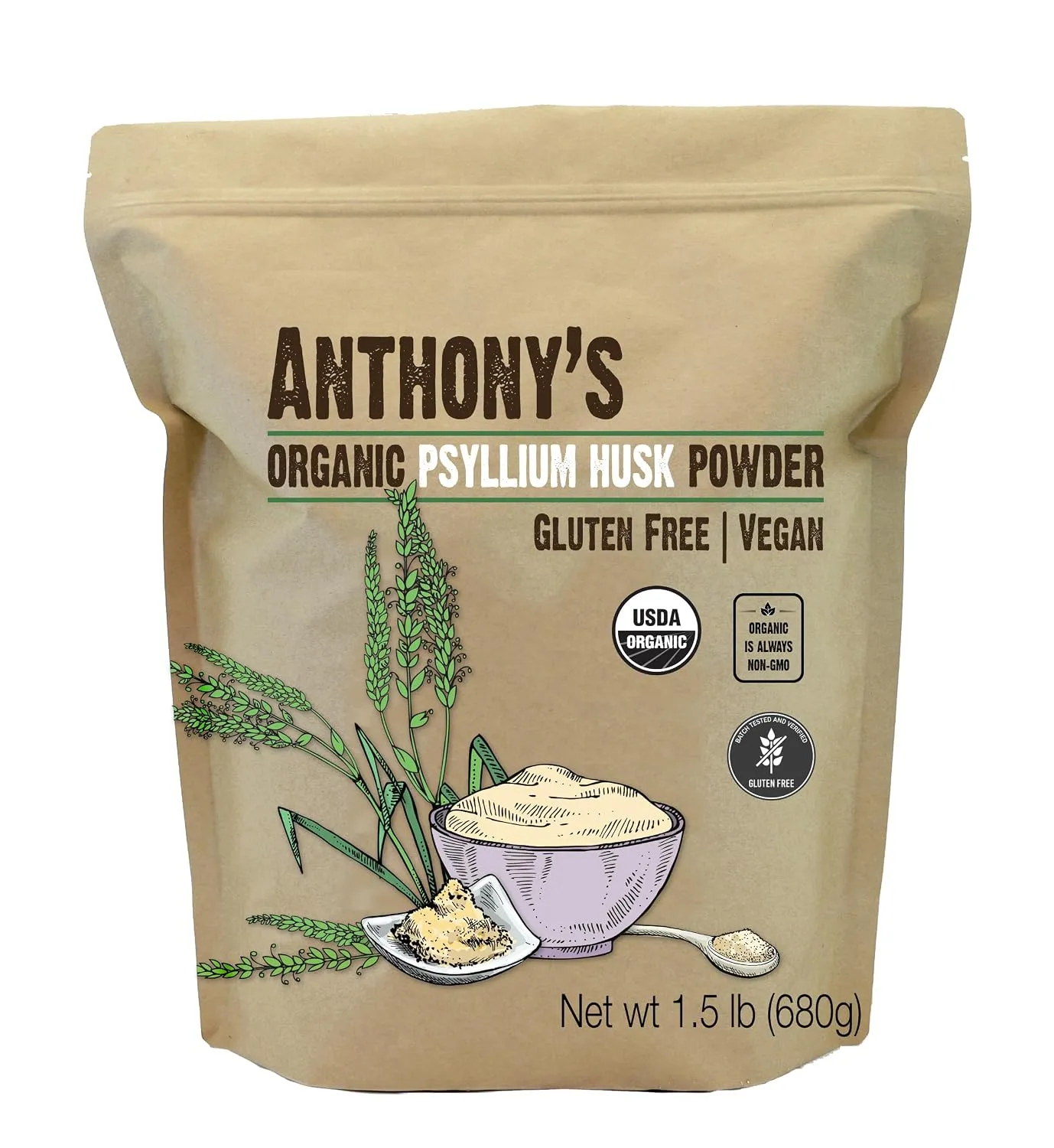 Anthony's Organic Psyllium Husk Powder